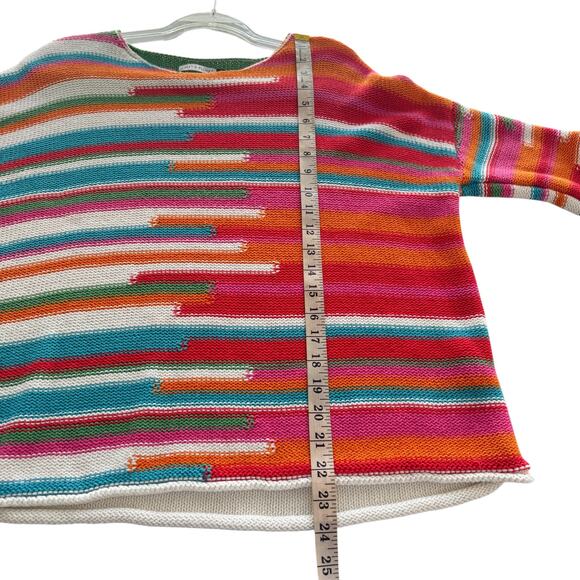 Zaket & Plover 100% Cotton Multicolor Striped Knit Sweater Colorful Small - Picture 6 of 14